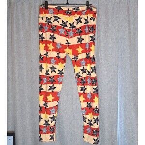 LuLaRoe Red Yellow Blue White Stars Stripes Americana 4th Leggings Tall Curvy TC